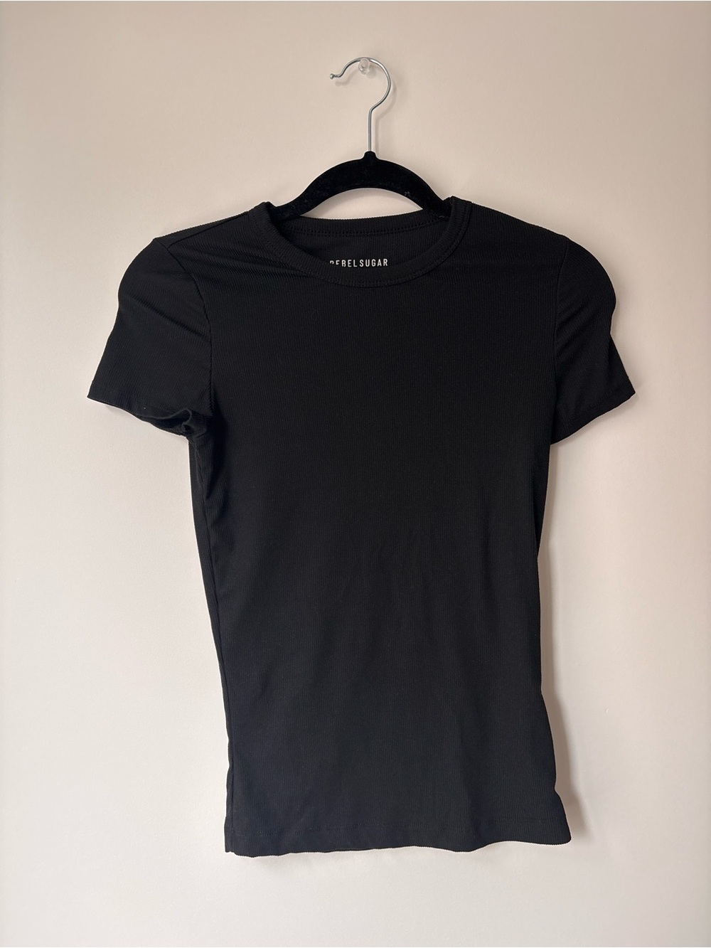 Rebel Sugar Black Short Sleeve Crewneck Tee